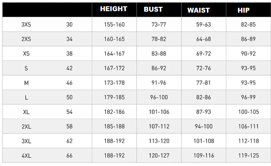 Size guide chart